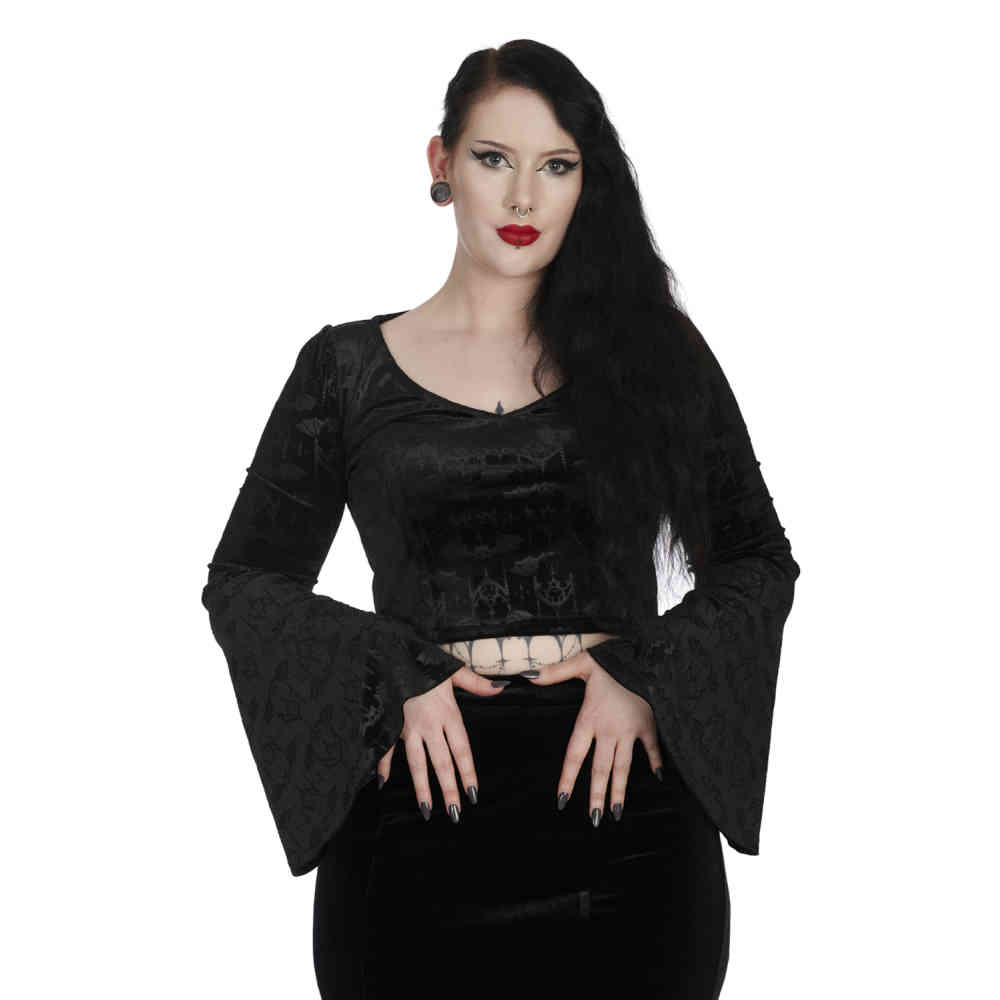 Banned - Voodoo Lady Gothic Bat Longsleeve top - Zwart